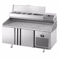 Stół chłodniczy do pizzy PREMIUM PLUS - 1738x800mm - z blatem granitowym - 2‑drzwiowy - z nadstawką chłodniczą - 6x GN 1/3