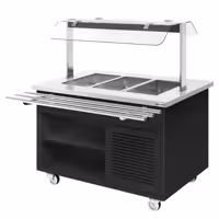 Carrello buffet freddo DANZIG - 1300mm - per 3x GN 1/1 - con scorrivassoio - Nero