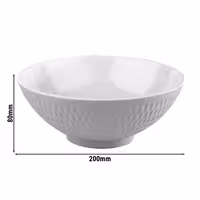 (6 adet) Kase - ASIA PLUS - Melamin - 1,1L - köşeli - 200x200mm - Derinlik:80mm - Beyaz/Gri
