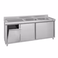ECO umivaonik – 2000 x 600 mm – s košem za otpad i dvije zdjele s desne strane