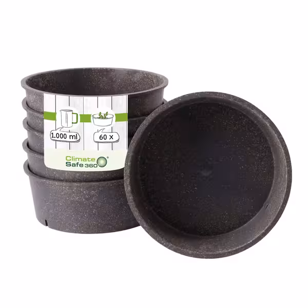 (60 pcs) Dessert Bowl - Bio-Compound - 1.0L - round - Ø 185mm - Depth: 68mm - Grey