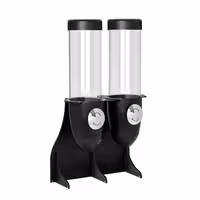 Commercial Cereal Dispenser - double - Ø115mm - Rotary Dispense - Stainless Steel Stand - Black