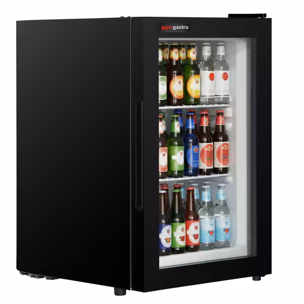 Lodówka minibar - 440mm - 62L - 1‑drzwiowa, ze szklanymi drzwiami - Czarny
