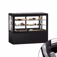 Commercial cake display fridge - 780L - 1610mm - Double glazing - square - black front - with 2 shelves - rear sliding doors - for patisserie - Black