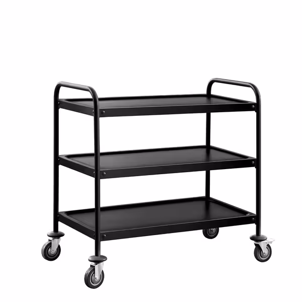 Serveringsvagn - 1 000x500 mm - med 3 hyllplan - svart