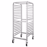 Inox profesionalna kolica s vodilicama za pekarske plehove - za 15 plehova 600x400 mm - kotači Ø 125 mm (2 s kočnicom)