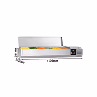 Aukstuma galda vitrīna PREMIUM - 1400x335 mm - 6 x GN 1/4