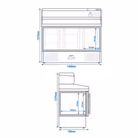 Pizzakylbänk PREMIUM - 1400x700 mm - 3 glasdörrar - inkl. kylränna - 6x GN 1/4