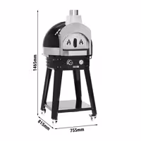 Gas Deck Pizza Oven - Single Deck - 2 × Ø 30 cm - Mechanical Controls - Black - up to 400°C - incl. Base frame
