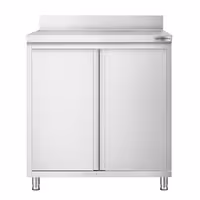 طاولة عمل ستانلس ستيل KOPENHAGEN PREMIUM - 800x600mm - مع أبواب مفصلية & مع حاجز خلفي