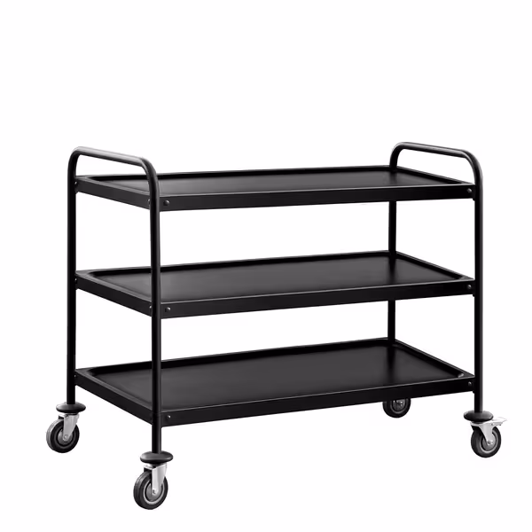 Serveringsvagn - 1 200x600 mm - med 3 hyllplan - svart