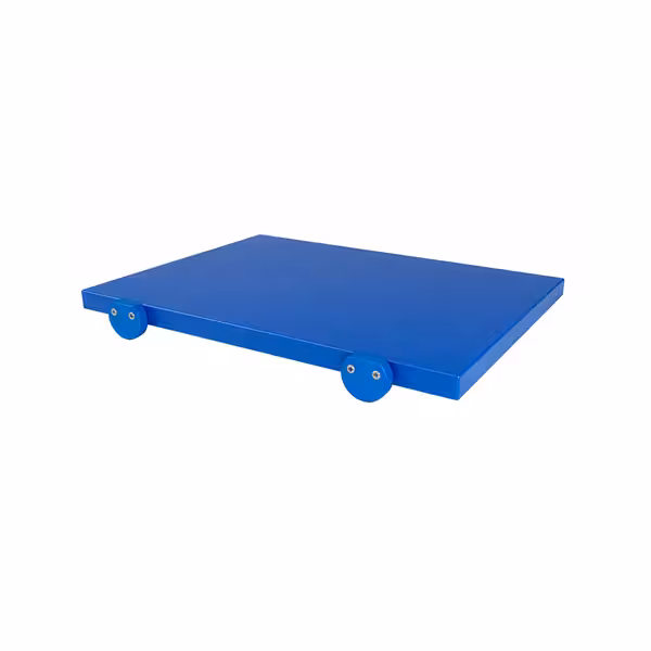 Vágódeszka - 250x400 mm - Vastagság: 20 mm - HACCP - polietilén - kék - csúszásgátló ütközőkkel