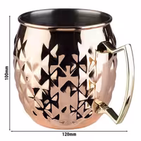 (6 adet) Kahve Kupası MOSCOW MULE - 500ml - Bakır - Kulplu