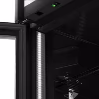 Commercial Beverage Display Fridge - 1295mm - 880 Litres - with 2 hinged glass doors - LED lighting - digital controller with temperature display - Black - Temperature range 2 to 8 °C