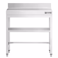 طاولة عمل ستانلس ستيل PREMIUM - 600x600mm - مع رف سفلي & حاجز خلفي & تدعيم