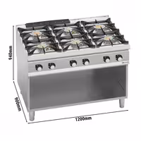 Plynový sporák - Se 6 hořáky - 44 kW