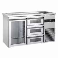 Pivski šank PREMIUM - 1550x700 mm - 1 Staklena vrata & 3 Staklene ladice