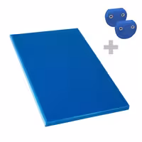Vágódeszka - 250x400 mm - Vastagság: 20 mm - HACCP - polietilén - kék - csúszásgátló ütközőkkel