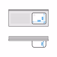 Sudoper PREMIUM - 1400x600 mm - s donjom policom - s 1 koritom - korito desno - inox