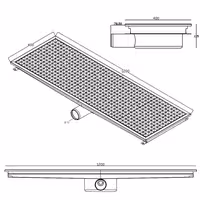 Podni odvod od nehrđajućeg čelika – 1200 x 400 mm – ugradnja u ravnini s podom i bočni izlaz – Ø 70 mm