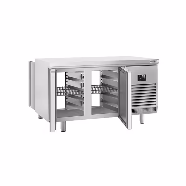 Aukstuma galds PREMIUM PLUS - 1618x800 mm - 400 l - ar caurstaigāšanu - ar 4 durvīm - ventilējama dzesēšana - R290