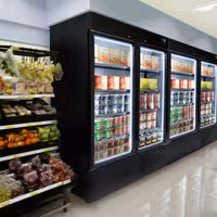 Commercial multideck display freezer - 2081mm - 2030L - with 3 hinged glass doors & 8 shelves - Black