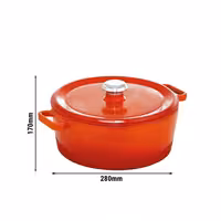 Döküm Güveç - 6,8L - Ø280mm - 115mm - Turuncu - Kapaklı - İndüksiyon Uyumlu