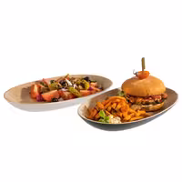 (6 pcs) Bowl - FRIDA - Melamine - 1.2L - 335x210mm - Depth: 40mm - Black & Beige