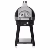 Wood-Fired Pizza Oven - Single Deck - 3 × Ø 30 cm - Black - up to 400°C - with Base frame