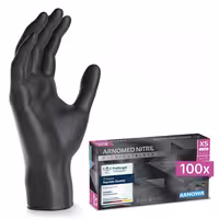 (10 pieces) ARNOWA | Disposable nitrile gloves - 100 pieces - Size XS - Black