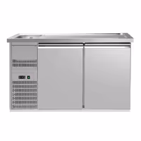 Direct Draw Beer Dispenser / Kegerator - 2 Stainless Doors PREMIUM – 1 sink left - 1550×700 mm