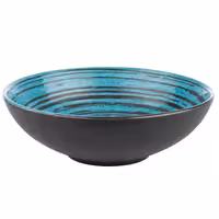 (6 adet) Kase - CANCUN - Melamin - 1L - köşeli - 205x205mm - Derinlik:65mm - Kahverengi/Mavi