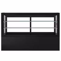 Commercial cake display fridge - 990L - 2010mm - Double glazing - square - with 2 shelves - rear sliding door - for patisserie - Black