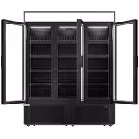 Commercial Beverage Display Fridge - 1600mm - 891 Litres - with 3 hinged glass doors - Black - Temperature range 1 to 10 °C