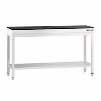 Rozsdamentes acél munkaasztal PREMIUM - 1500x600 mm - alsó polccal - gránit munkalappal