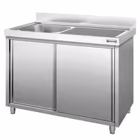 Sudoper s ormarićem PREMIUM - inox - 1400 x 700 mm - s 1 koritom - korito lijevo