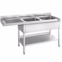 Pult za pranje za perilicu posuđa - 1800x700 mm - s 2 korita