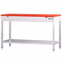 Profesionalni inox radni stol PREMIUM - 1500x700 mm - s donjom policom & s ojačanjem radne plohe - uklj. daska za rezanje Crvena