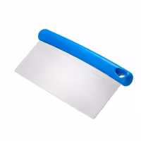 Rezač za tijesto - ravna oštrica - 200x115 mm - nehrđajući čelik (inox 18/10) - plava - savitljiva oštrica - plastična ručka (PP)