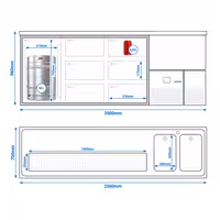 Pivski šank PREMIUM - 2500x700 mm - 1 Staklena vrata & 6 Staklene ladice