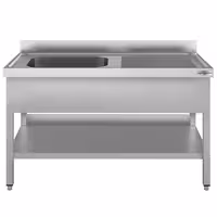 Sudoper ECO - 1600x600 mm - s donjom policom - s 1 koritom - korito lijevo - inox