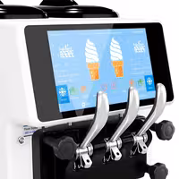 Commercial Soft Serve Ice Cream Machine - 30-32L/h - 2.68kW - Touchscreen - for 3 flavours (twin twist) - Countertop - Pre-Cooling
