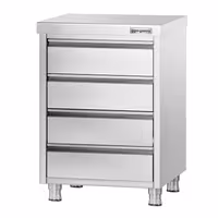 Armário de trabalho em aço inoxidável PREMIUM - com 4 gavetas - 500x700mm