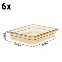 (6 komada) CAMBRO | H-PAN™ - GN posuda 1/2 otporna na vrućinu - Jantar - Dubina 65 mm