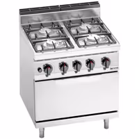 Plinski štednjak - Linija 700 - 800x714x1070 mm - 29,3 kW - 4 plamenika - samostojeći - s plinskom pećnicom statičnom - 7,8 kW - GN 2/1