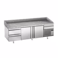Table réfrigérée à pizza Premium PLUS - 2305 x 800 mm - avec 2 portes & 3 tiroirs