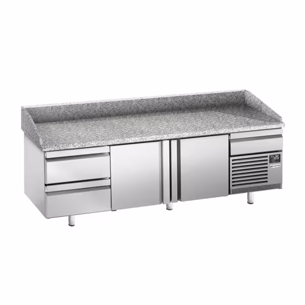 Commercial Pizza Prep Counter - Granite Top PREMIUM PLUS - 3305x800mm - with 3 doors & 3 drawers