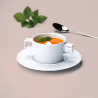 (6 adet) WHITE DELIGHT - Kulplu Çorba Kasesi - Ø100mm - 300 ml - Beyaz