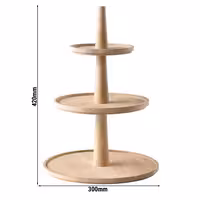 Açık Büfe Teşhir Standı - VALO - 3 katlı - Ahşap (Meşe) - Kahverengi - dairesel - 300x300x420mm - 3 kat ile
