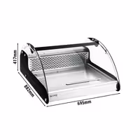 Countertop refrigerated display case - 118L - 695mm - Double glazing - round - 1 folding glass door - for fresh fish